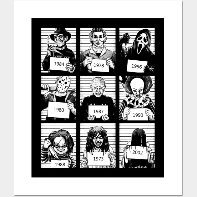 Halloween Mug Shot / Horror Movie Character Wall Art by RadRetro